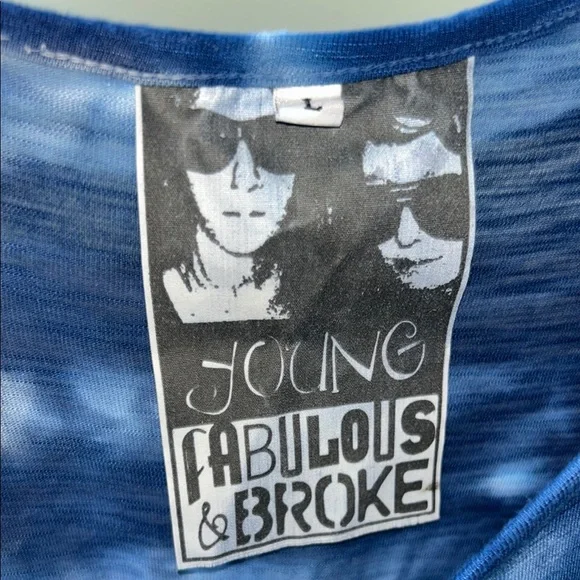 Young Fabulous and Broke Blue Tie-Dye Women's Top Size L - Picture 8 of 8